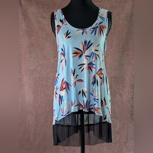 NWT Jennifer Lopez Women's Floral Mesh Hem Tank JLO
